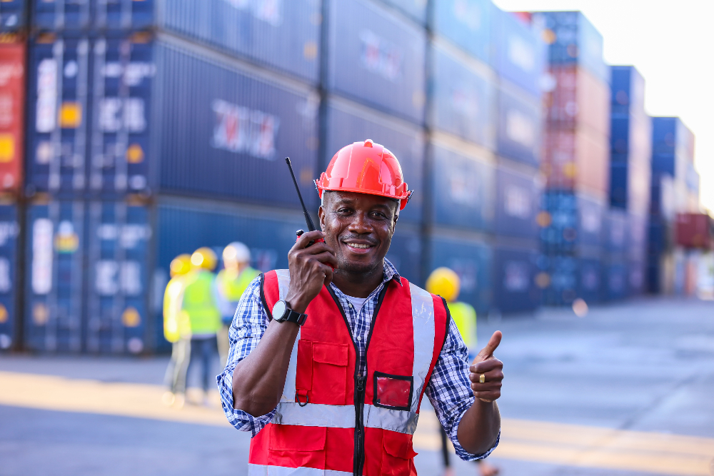 Stylized warehouse and distribution illustration