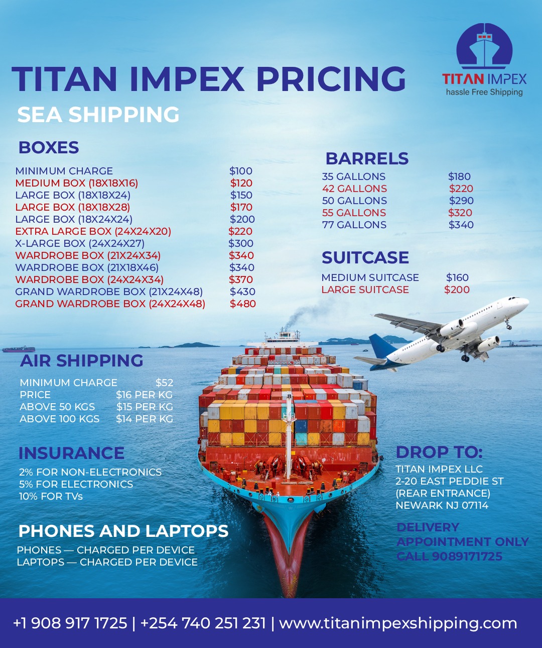 Titan Impex Shipping Rates - Sea & Air Shipping